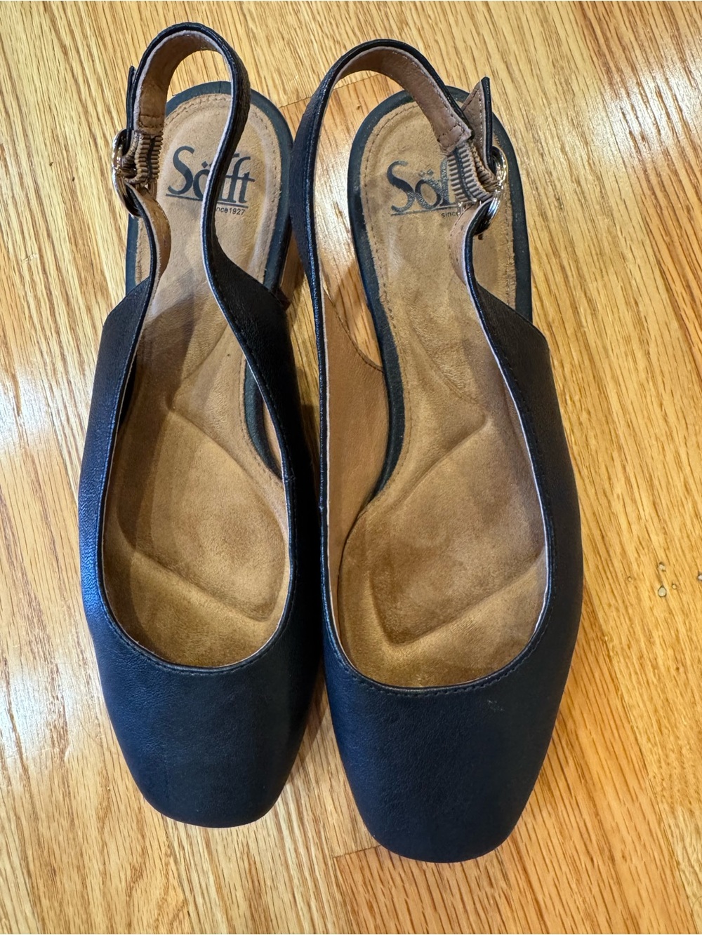 Sofft Black Leather Slingback Mules